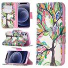 For iPhone 12 mini Colored Drawing Pattern Horizontal Flip Leather Case with Holder & Card Slots & Wallet(Tree of Life) - 1