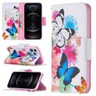 For iPhone 12 / 12 Pro Colored Drawing Pattern Horizontal Flip Leather Case with Holder & Card Slots & Wallet(Two Butterflies) - 1