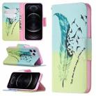 For iPhone 12 / 12 Pro Colored Drawing Pattern Horizontal Flip Leather Case with Holder & Card Slots & Wallet(Feather) - 1