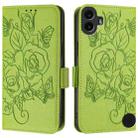 For Nothing CMF Phone 1 Embossed Rose RFID Anti-theft Leather Phone Case(Green) - 3