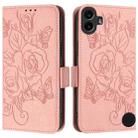 For Nothing CMF Phone 1 Embossed Rose RFID Anti-theft Leather Phone Case(Pink) - 3