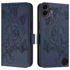 For Nothing CMF Phone 1 Embossed Rose RFID Anti-theft Leather Phone Case(Dark Blue) - 3