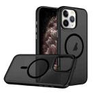 For iPhone 11 Pro Max Skin Feel Frosted MagSafe Magnetic Phone Case(Transparent Black) - 1