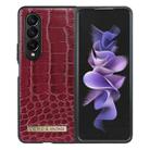 For Samsung Galaxy Z Fold4 VIETAO Crocodile Texture PU Leather Phone Case(Red) - 1