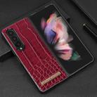 For Samsung Galaxy Z Fold4 VIETAO Crocodile Texture PU Leather Phone Case(Red) - 2