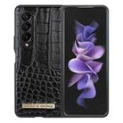 For Samsung Galaxy Z Fold4 VIETAO Crocodile Texture PU Leather Phone Case(Black) - 1