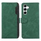 For Samsung Galaxy A36 5G ABEEL Color Block Magnetic RFID Leather Phone Case(Green-Black) - 1