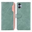 For Samsung Galaxy A07 5G ABEEL Color Block Magnetic RFID Leather Phone Case(Cyan-Pink) - 1