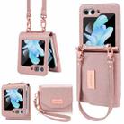 For Samsung Galaxy Z Flip5 VIETAO Portable Wallet Foldable PU Phone Case(Rose Gold) - 1