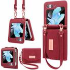 For Samsung Galaxy Z Flip5 VIETAO Portable Wallet Foldable PU Phone Case(Red) - 1