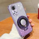 For Honor 50 Plated Gradient Glitter Round Holder TPU Phone Case(Purple) - 1