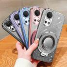 For Honor Play 50 Plus Plated Gradient Glitter Round Holder TPU Phone Case(Silver) - 2