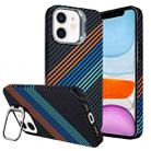 For iPhone 11 Carbon Fiber Lens Holder Phone Case(Black) - 1