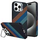 For iPhone 15 Pro Carbon Fiber Lens Holder Phone Case(Black) - 1