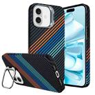 For iPhone 16 Plus Carbon Fiber Lens Holder Phone Case(Black) - 1