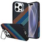 For iPhone 16 Pro Carbon Fiber Lens Holder Phone Case(Black) - 1