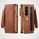 For Samsung Galaxy Z Fold6 VIETAO RFID Wallet Leather Phone Case with Wrist Strap(Brown) - 1