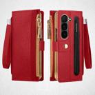 For Samsung Galaxy Z Fold5 VIETAO RFID Wallet Leather Phone Case with Wrist Strap(Red) - 1