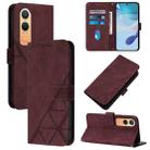 For OnePlus Nord CE4 Lite  Crossbody 3D Embossed Flip Leather Phone Case(Wine Red) - 1