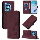 For OnePlus 12R 5G Global Crossbody 3D Embossed Flip Leather Phone Case(Wine Red) - 1