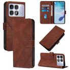 For Redmi K70 Ultra 5G Global Crossbody 3D Embossed Flip Leather Phone Case(Brown) - 1