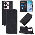 For Redmi 13 4G / Note 13R Crossbody 3D Embossed Flip Leather Phone Case(Black) - 1