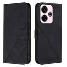 For Redmi 13 4G / Note 13R Crossbody 3D Embossed Flip Leather Phone Case(Black) - 2