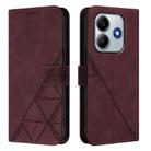 For Redmi Note 14 5G Global Crossbody 3D Embossed Flip Leather Phone Case(Wine Red) - 2