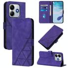 For Redmi Note 14 5G Global Crossbody 3D Embossed Flip Leather Phone Case(Purple) - 1