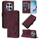 For Redmi Note 14 Pro 5G Global Crossbody 3D Embossed Flip Leather Phone Case(Wine Red) - 1