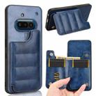 For Nothing Phone 3a Cow Pattern Sewing Card Bag Phone Case(Blue) - 1