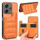 For Redmi 13 4G / Note 13R 5G Cow Pattern Sewing Card Bag Phone Case(Orange) - 1