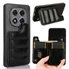 For Redmi Note 14 Pro 5G Cow Pattern Sewing Card Bag Phone Case(Black) - 1