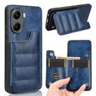 For Redmi Turbo 4 Cow Pattern Sewing Card Bag Phone Case(Blue) - 1