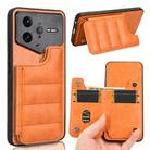 For Redmi K80 Pro Champion Edition Cow Pattern Sewing Card Bag Phone Case(Orange) - 1