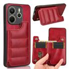 For Redmi Note 14 4G 163.25mm Cow Pattern Sewing Card Bag Phone Case(Red) - 1