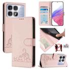 For Redmi K70 Ultra 5G Global Cat Rat Embossed Pattern RFID Leather Phone Case with Lanyard(Pink) - 1