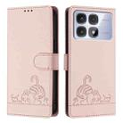 For Redmi K70 Ultra 5G Global Cat Rat Embossed Pattern RFID Leather Phone Case with Lanyard(Pink) - 2