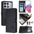 For Redmi K70 Ultra 5G Global Cat Rat Embossed Pattern RFID Leather Phone Case with Lanyard(Black) - 1