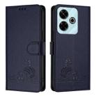 For Redmi 13 4G Cat Rat Embossed Pattern RFID Leather Phone Case with Lanyard(Blue) - 2