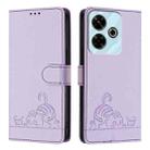 For Redmi 13 4G Cat Rat Embossed Pattern RFID Leather Phone Case with Lanyard(Purple) - 2