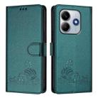 For Redmi Note 14 5G Cat Rat Embossed Pattern RFID Leather Phone Case with Lanyard(Peacock Green) - 2
