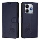 For Redmi Note 14 5G Cat Rat Embossed Pattern RFID Leather Phone Case with Lanyard(Blue) - 2