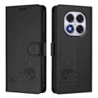 For Redmi Note 14 Pro 5G Cat Rat Embossed Pattern RFID Leather Phone Case with Lanyard(Black) - 2