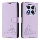For Redmi Note 14 Pro 5G Cat Rat Embossed Pattern RFID Leather Phone Case with Lanyard(Purple) - 2