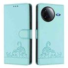 For Redmi K80 5G / K80 Pro 5G Cat Rat Embossed Pattern RFID Leather Phone Case with Lanyard(Mint Green) - 2