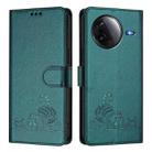 For Redmi K80 5G / K80 Pro 5G Cat Rat Embossed Pattern RFID Leather Phone Case with Lanyard(Peacock Green) - 2