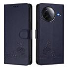 For Redmi K80 5G / K80 Pro 5G Cat Rat Embossed Pattern RFID Leather Phone Case with Lanyard(Blue) - 2