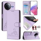 For Redmi K80 5G / K80 Pro 5G Cat Rat Embossed Pattern RFID Leather Phone Case with Lanyard(Purple) - 1