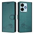 For Redmi 13x 4G / 13 4G Global Cat Rat Embossed Pattern RFID Leather Phone Case with Lanyard(Peacock Green) - 2